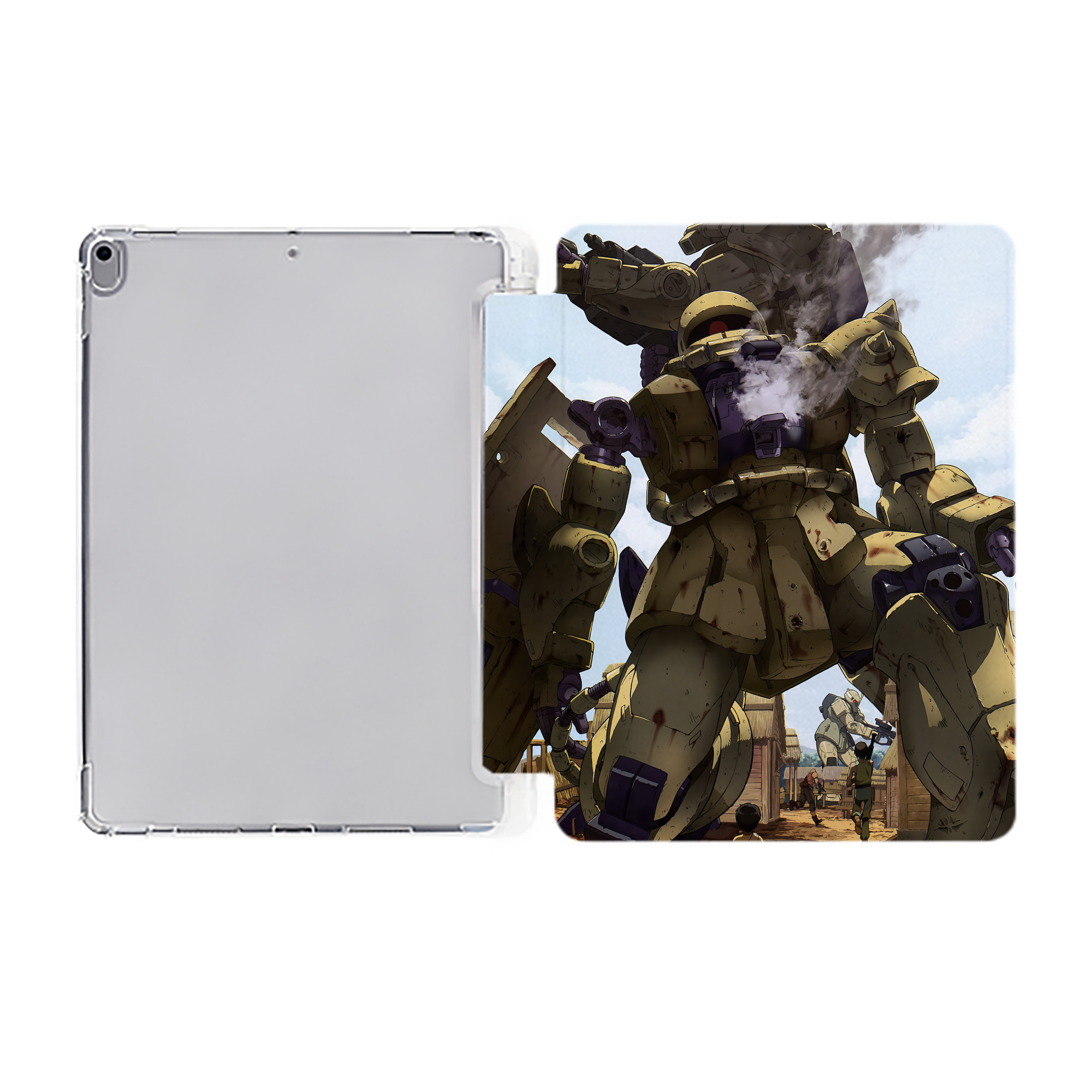 （画像用） 機動戦士ガンダム Mobile Suit Gundam IPad ケース ペン収納付き 三つ折りスタンド PUレザー×シリコン 対応機種9.5/10.5/10.9インチ